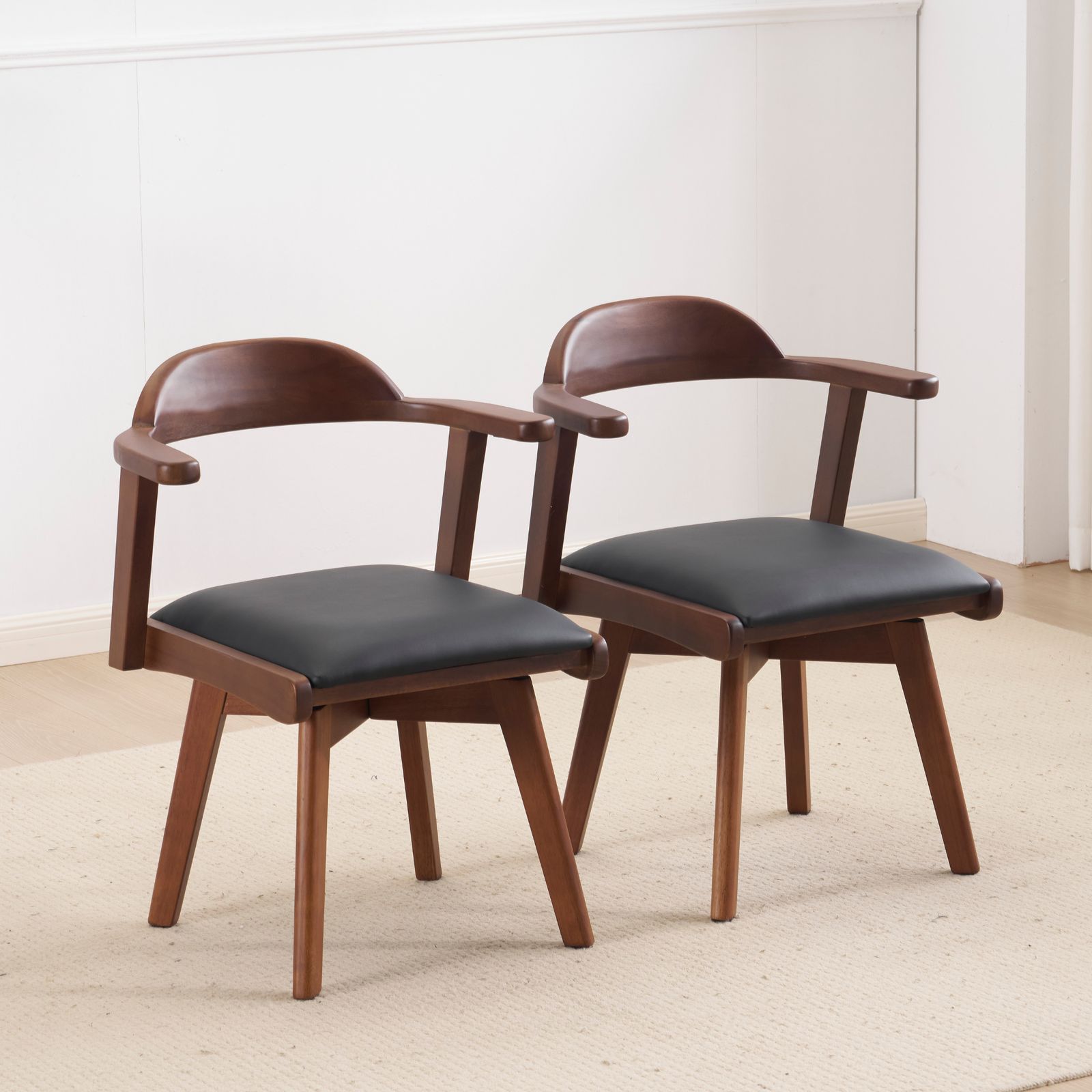 8%割 2脚 ダイニングチェア 2脚セット お掃除ロボット対応 肘付き ウィンザーチェア 天然木無垢材 オーク ハーフアーム 椅子 木製おしゃれ 北欧 頑丈 イス 食卓椅子 収納便利 360度回転 な座面 クッション座面