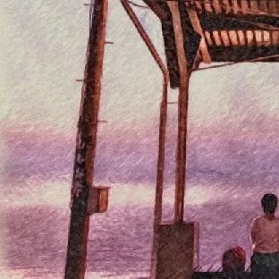 ジブリアート⑥千と千尋の神隠しより「海の見える駅」額装品 額縁