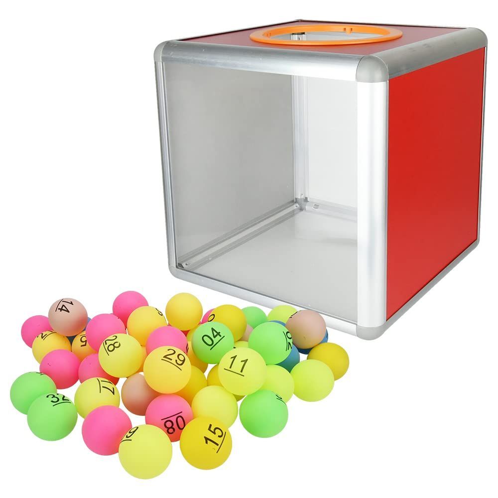 【特価商品】催し物 パーティー イベント 透明 中が見える 組み立て式 1-50番 カラーピンポン くじ引き 抽選箱セット