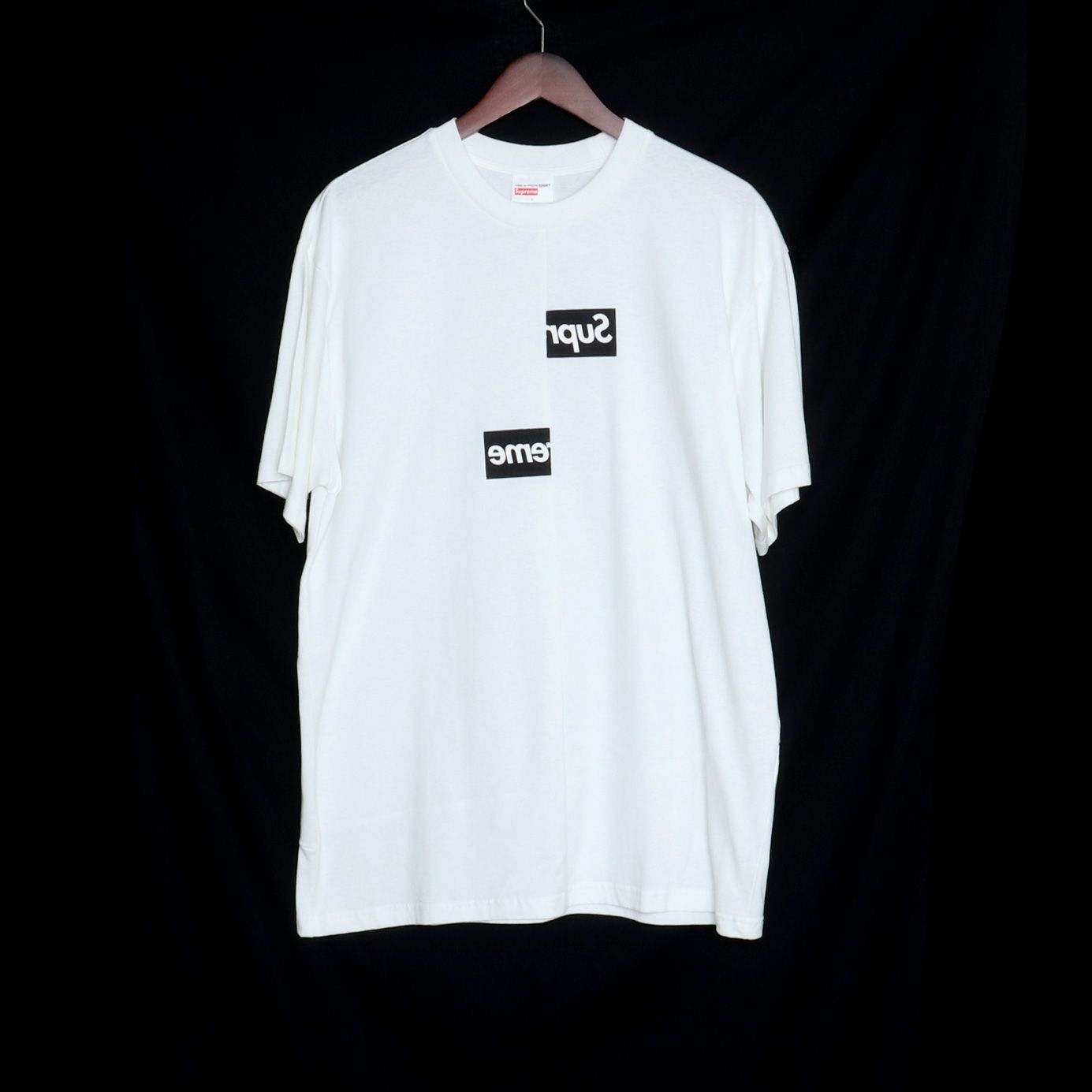 Supreme CDG Split Box Logo Tee White LTシャツ/カットソー(半袖/袖なし)
