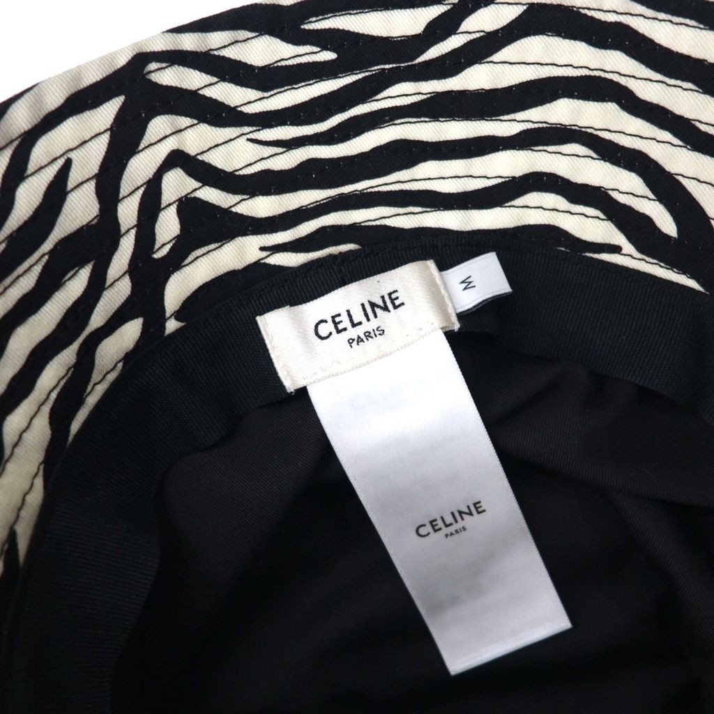 セリーヌ　帽子　バケットハット　ゼブラ　エディスリマン CELINE Zebra Print Bucket Hat M White Black Patterned Animal