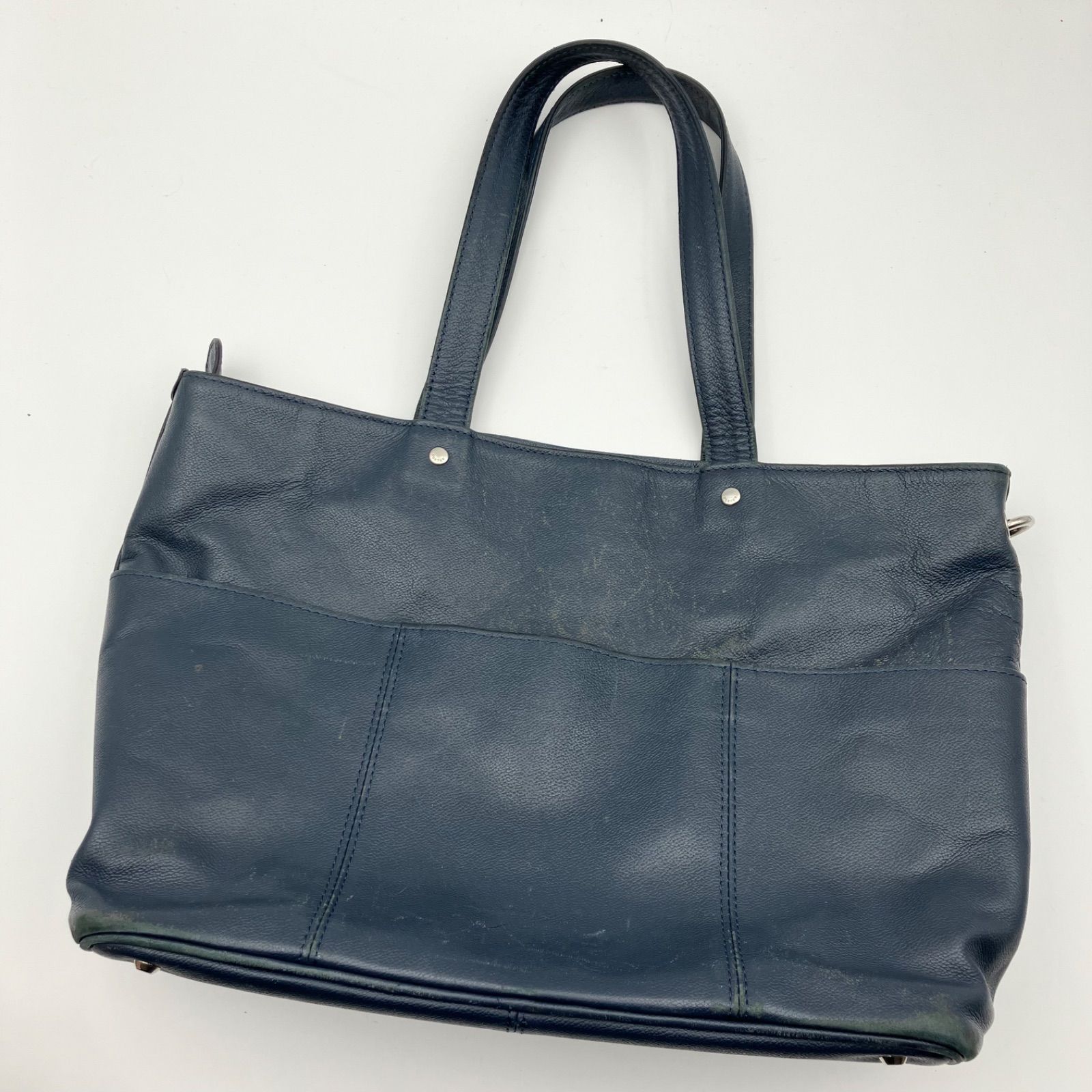 品揃え豊富で PORTER ポーター レザー トートバッグ ネイビー 革 メンズ バッグ