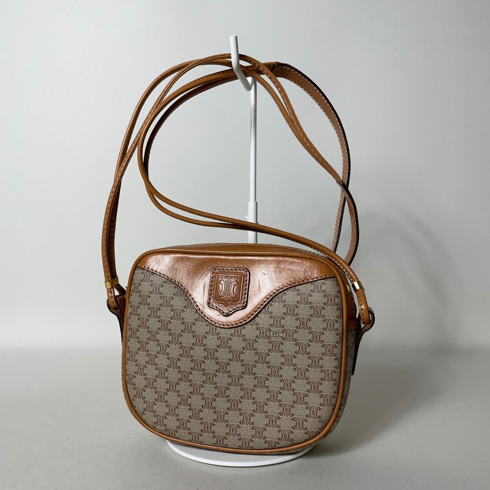 CELINE　ハンドバッグ　マカダム柄　トリオンフ　肩掛け　バケツ型 CELINE セリーヌ ヴィンテージ ショルダー ハンドバッグ