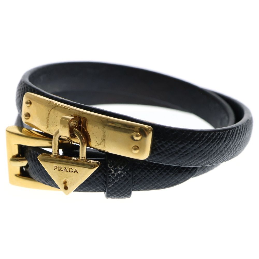 ロゴサフィアーノレザーブレスレット ブラック×ゴールド ヴィンテージ|プラダ PRADA - 【公式】Rilish SELECT  VINTAGE｜ハイブランドヴィンテージの通販セレクトショップ