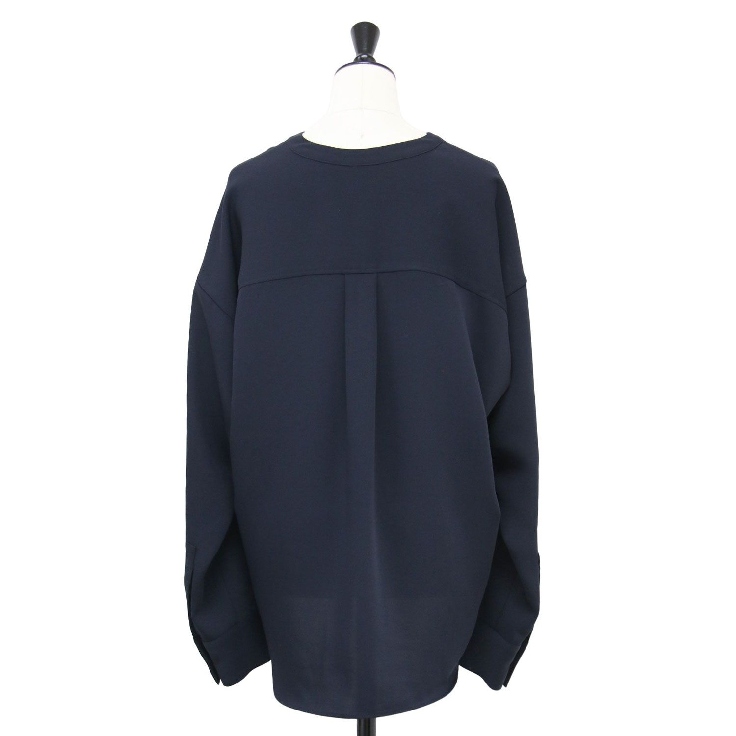 NOBLE ノーブル シャツ ネイビー 紺 サイズ | 24春夏 ワークディテール ドレープシャツ | ブラウス | 長袖 Vネック オーバーサイズ チュニック丈 | トップス | 日本製 レディース