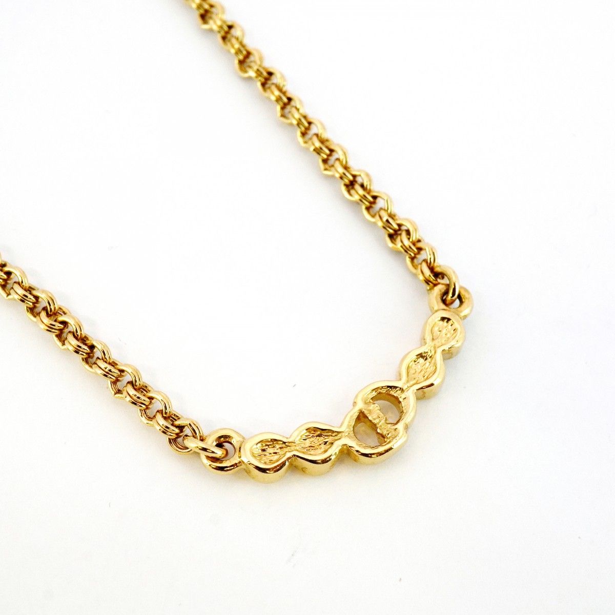 5jib0560 クリスチャンディオール ネックレス CDロゴ GPメッキ ラインストーン ゴールド レディース