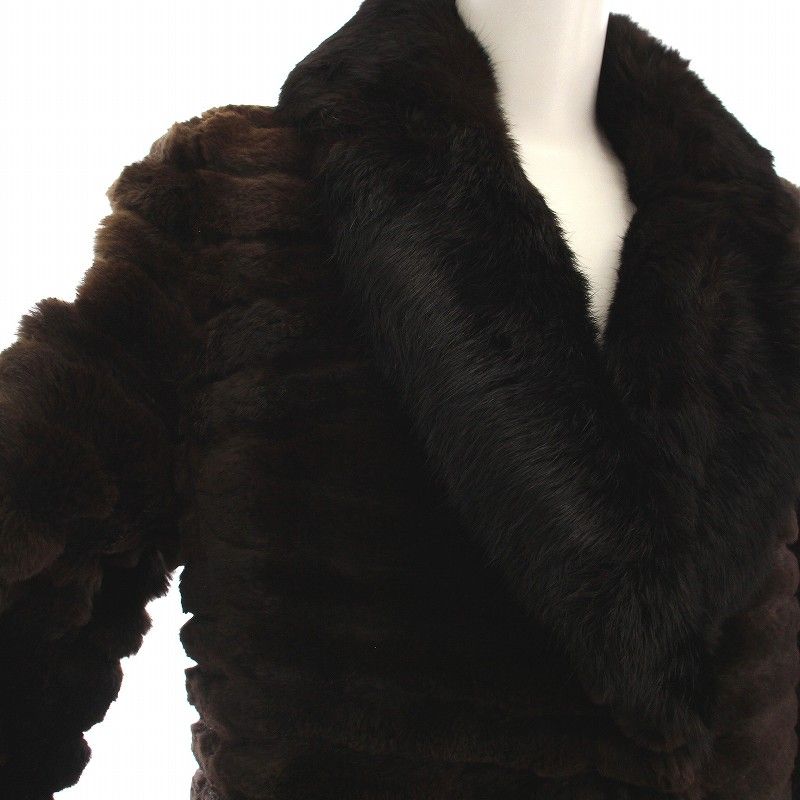 ノーブランド 毛皮コート ファー ハーフ アウター ダークブラウン /YM  