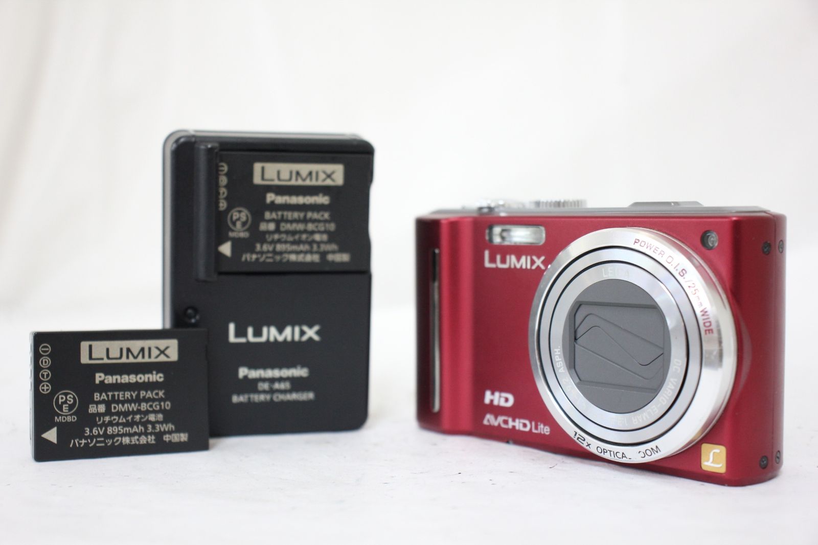 返品保証 パナソニック Panasonic LUMIX DMC-TZ10 レッド 12x バッテリー チャージャー付き コンパクトデジタルカメラ e1240