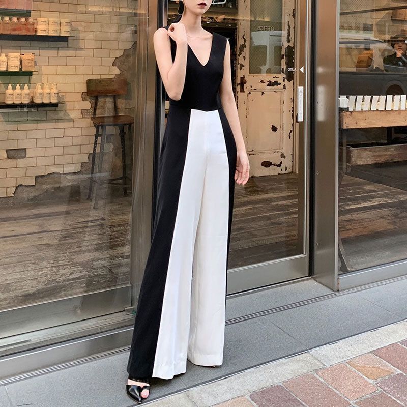 ジャンプスーツ ワイドパンツ バイ 大人かっこいい S|M
