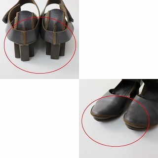 極美品□trippen 【23.0】EDEL レザーストラップシューズ グレー