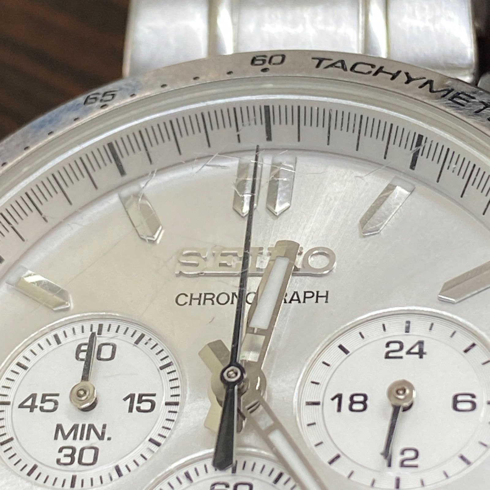 SEIKO セイコー クォーツ腕時計 ステンレス シルバー 8T63-0000 クロノ 