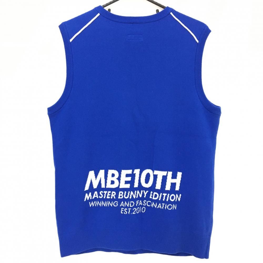 MASTER BUNNY EDITION 10周年モデル Vネック ニットベスト 超美品】マスターバニー ニットベスト ブルー×白 10周年 Vネック