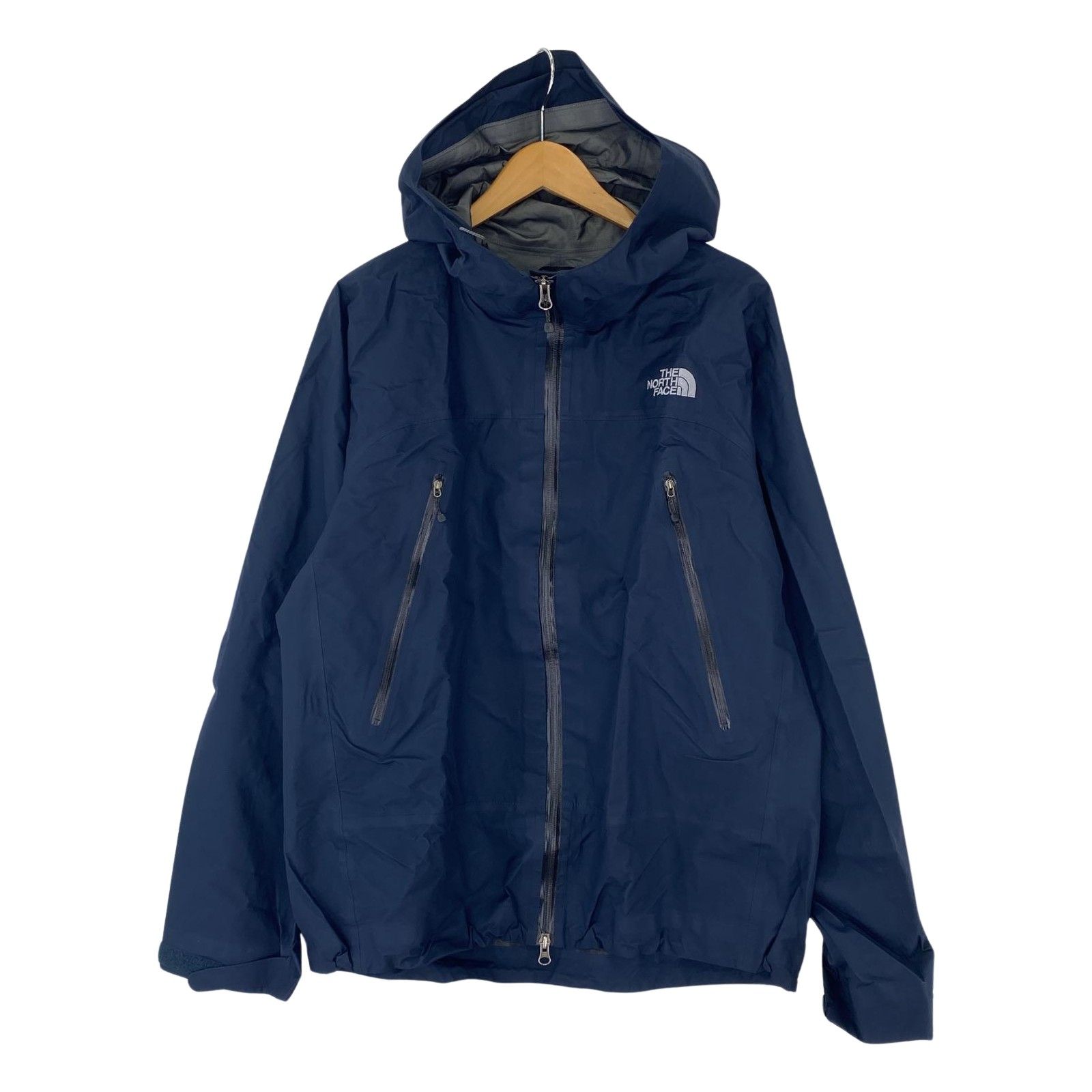 THE NORTH FACE ザ ノースフェイス ワンポイントロゴ刺繡 ナイロン フードジャケット sizeXL|ネイビー