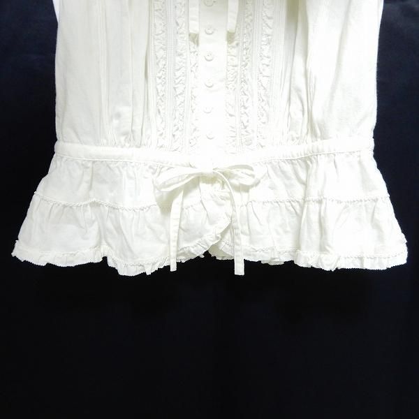 ピンクハウス 長袖 シャツブラウス 白 ピコフリル りぼん ピンクハウス 長袖 シャツブラウス 白 ピコフリル りぼん axc