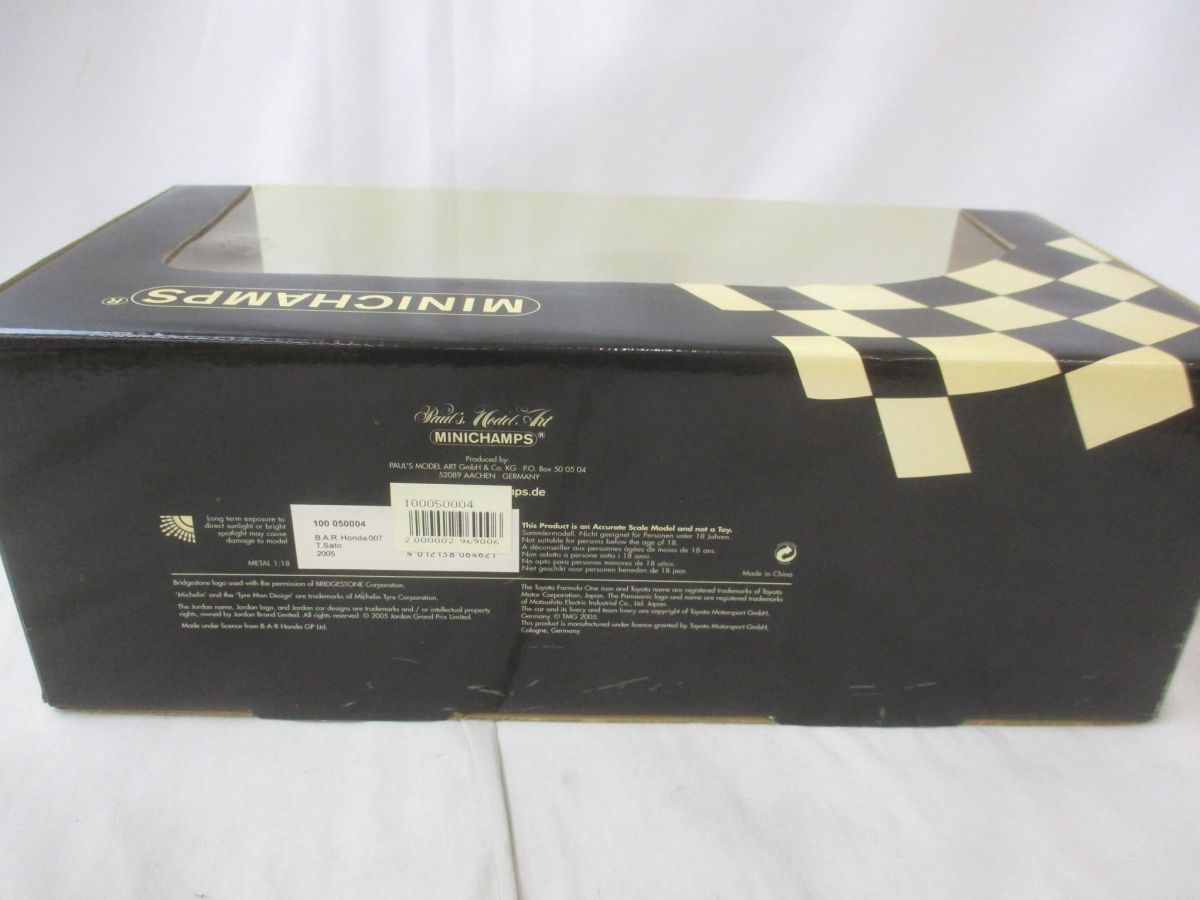 中古品 ミニカー 1/18 Minichamps BAR HONDA 007 #4 佐藤琢磨