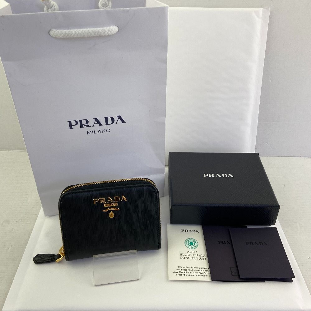 03w17100 PRADA プラダ コインケース 1MM268 ラウンドファスナー 小銭入れ ヴィテッロ ムーブ ネロ ブラック 黒 レディース 財布