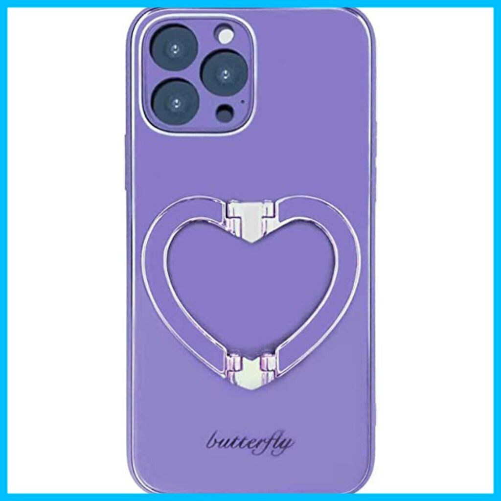 iPhone 12 Pro ケース 韓国 かわいい ハート リング 紫 スマホケース アイフォン12 プロ おしゃれ 可愛い 色: purple  サイズ: iPhone 12 Pro