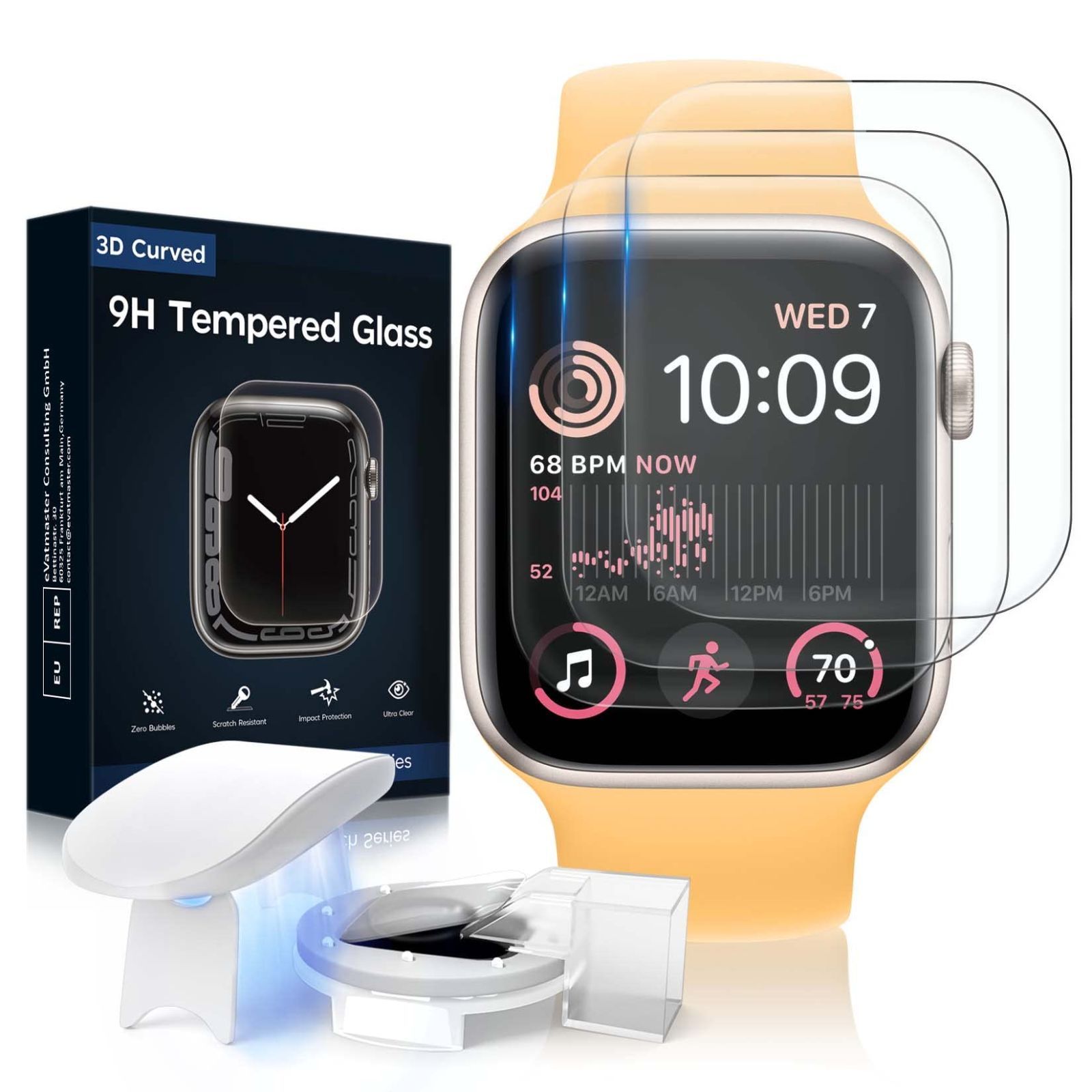 【人気商品】4/5/6/SE 4/5/6/SE 44mm series 用 用 強化ガラス watch apple 3D曲面 保護フィルム フィルム ガラスフィルム（44mm） アップルウォッチ Watch 3枚入り 【UV独創設計】Apple
