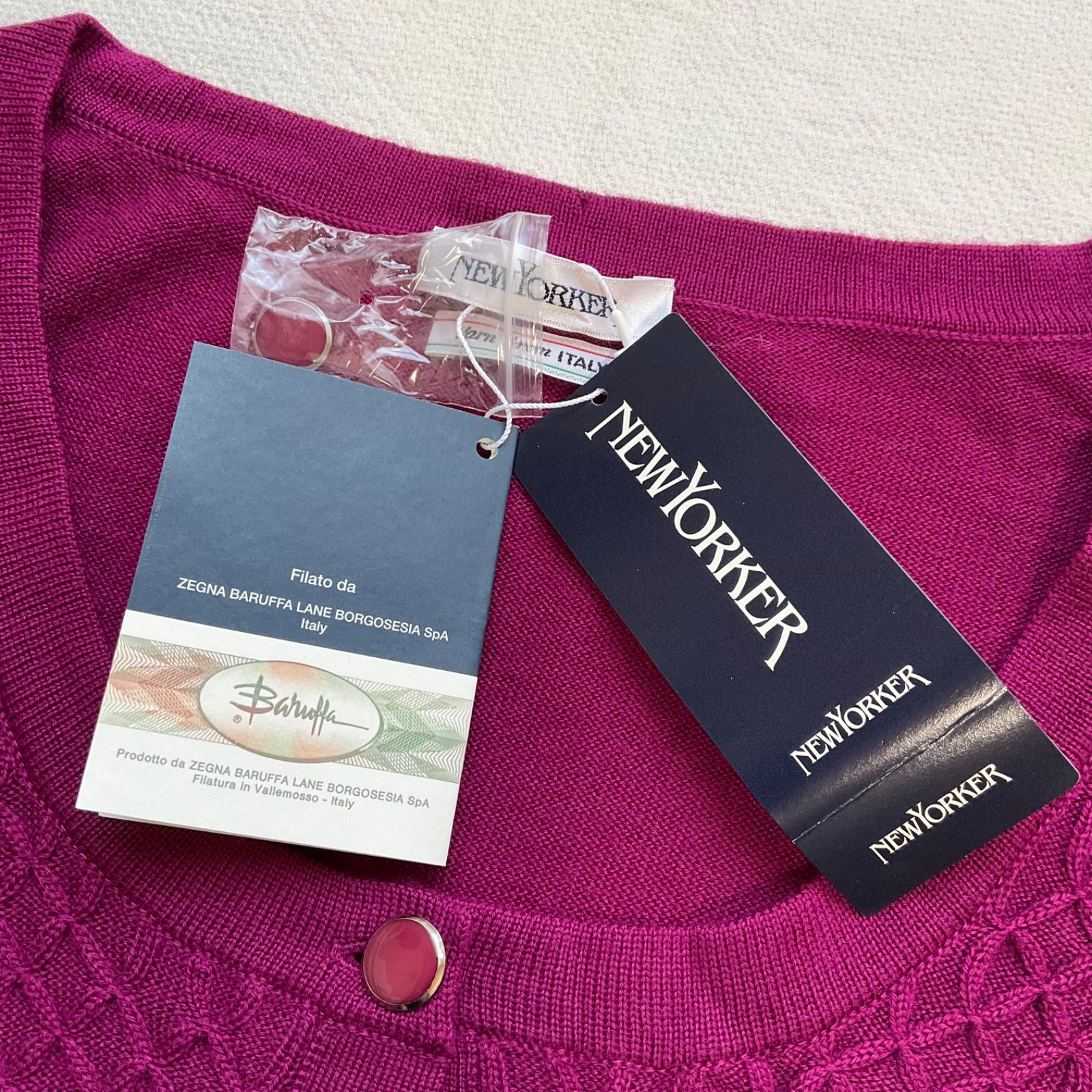 【新品】ニューヨーカー　ニットカーディガン M 定価16000 春秋　上質ウール