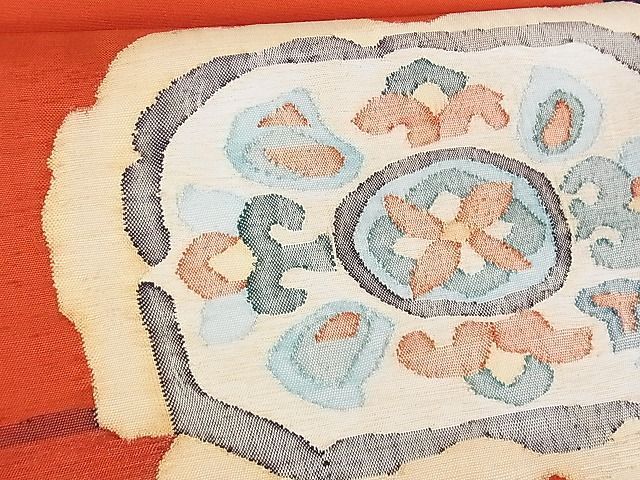 平和屋-こころ店□太鼓柄袋帯 花唐草文 金糸 正絹 逸品 A-uw2137