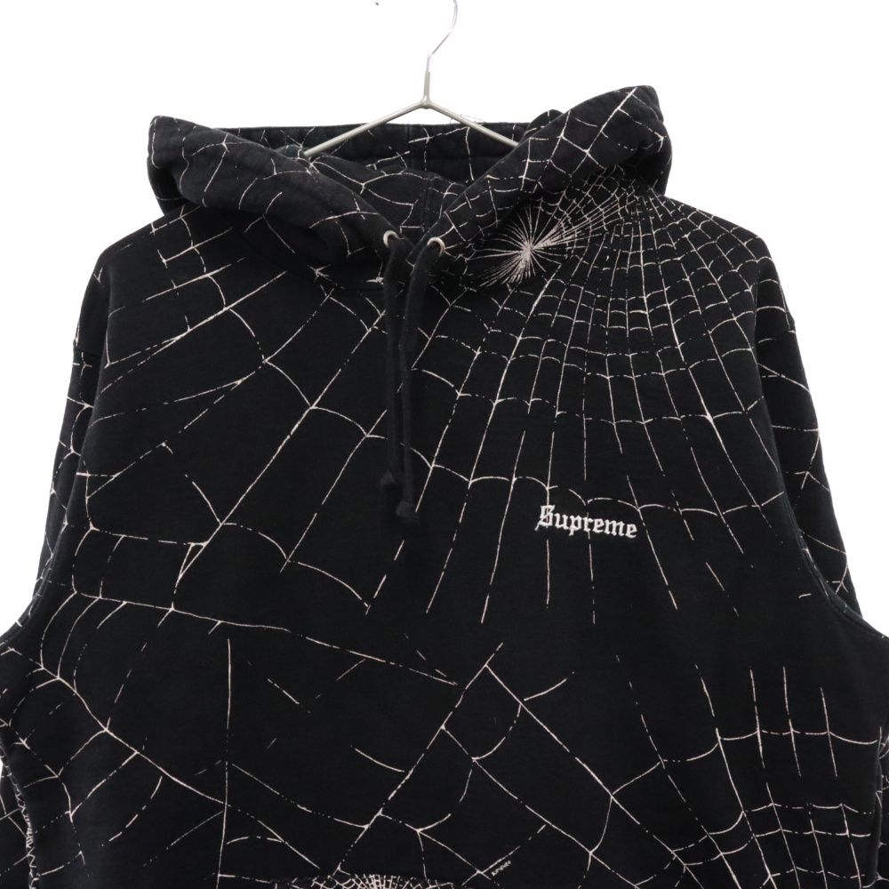 SUPREME (シュプリーム) 16AW Spider Web Hooded Sweatshirt スパイダーウェブ総柄プルオーバーパーカー ブラック