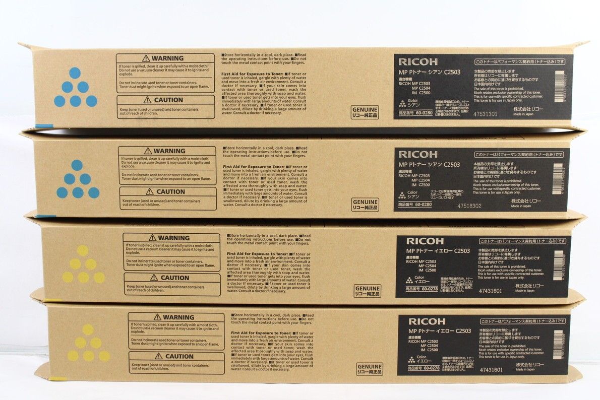 未使用 RICOH 純正 トナー C2503 4色8本（シアン・マゼンタ・イエロー