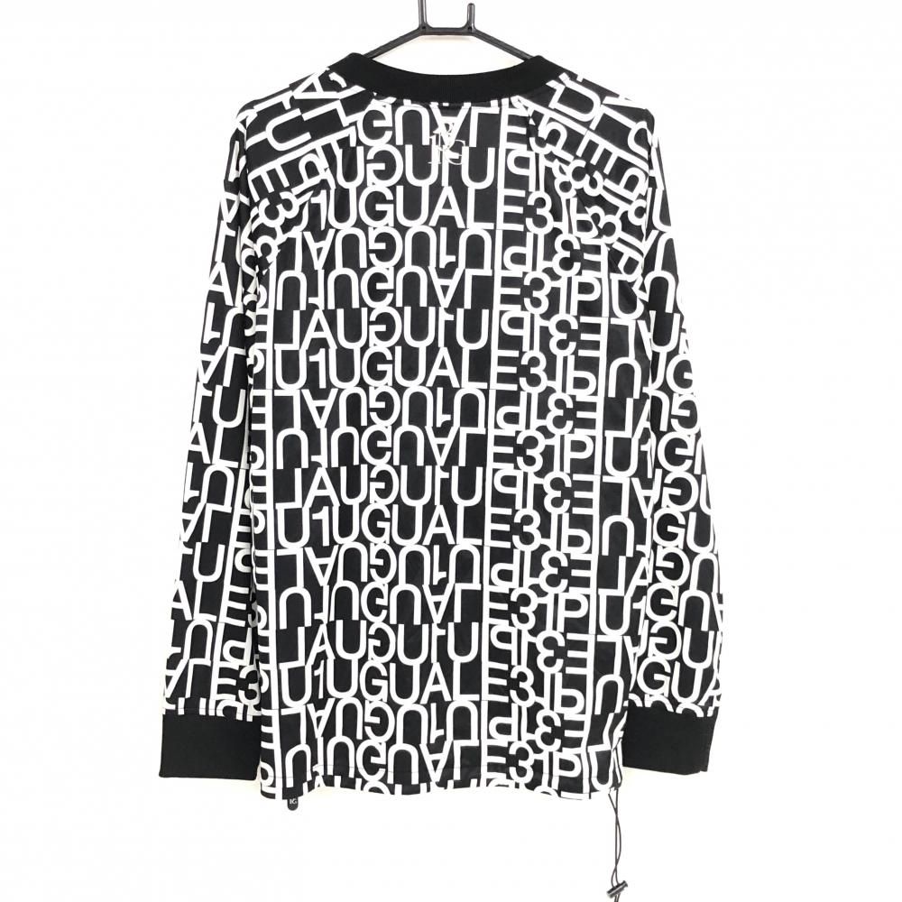 超 ウノピゥウノウグァーレトレゴルフ スニード 黒×白 ロゴ総柄 ブルゾン Vネック 裏地付 メンズ V L ゴルフウェア 1PIU1UGUALE3