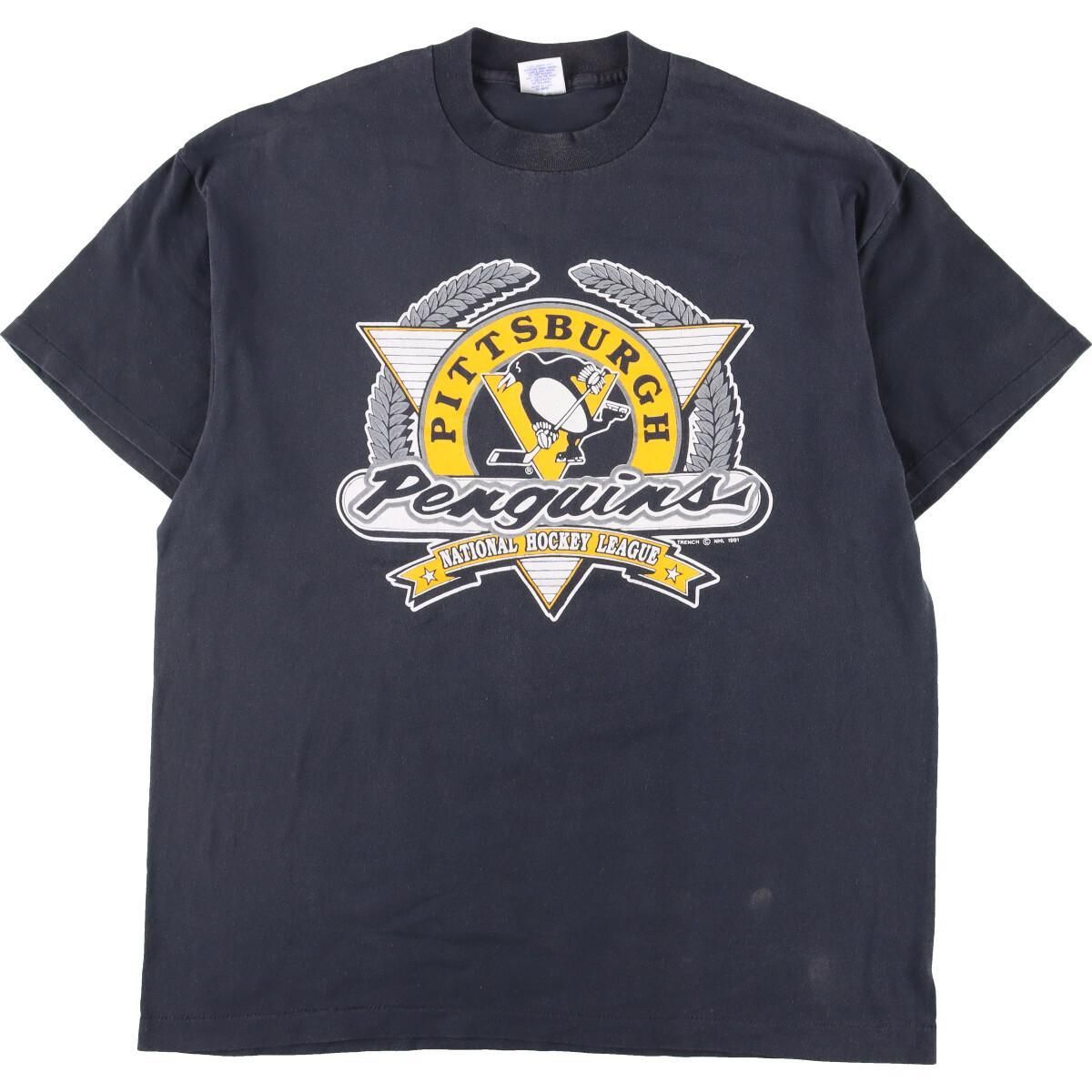 古着 90年代 TRENCH NHL PITTSBURGH PENGUINS ピッツバーグペンギンズ スポーツプリントTシャツ USA製 ...