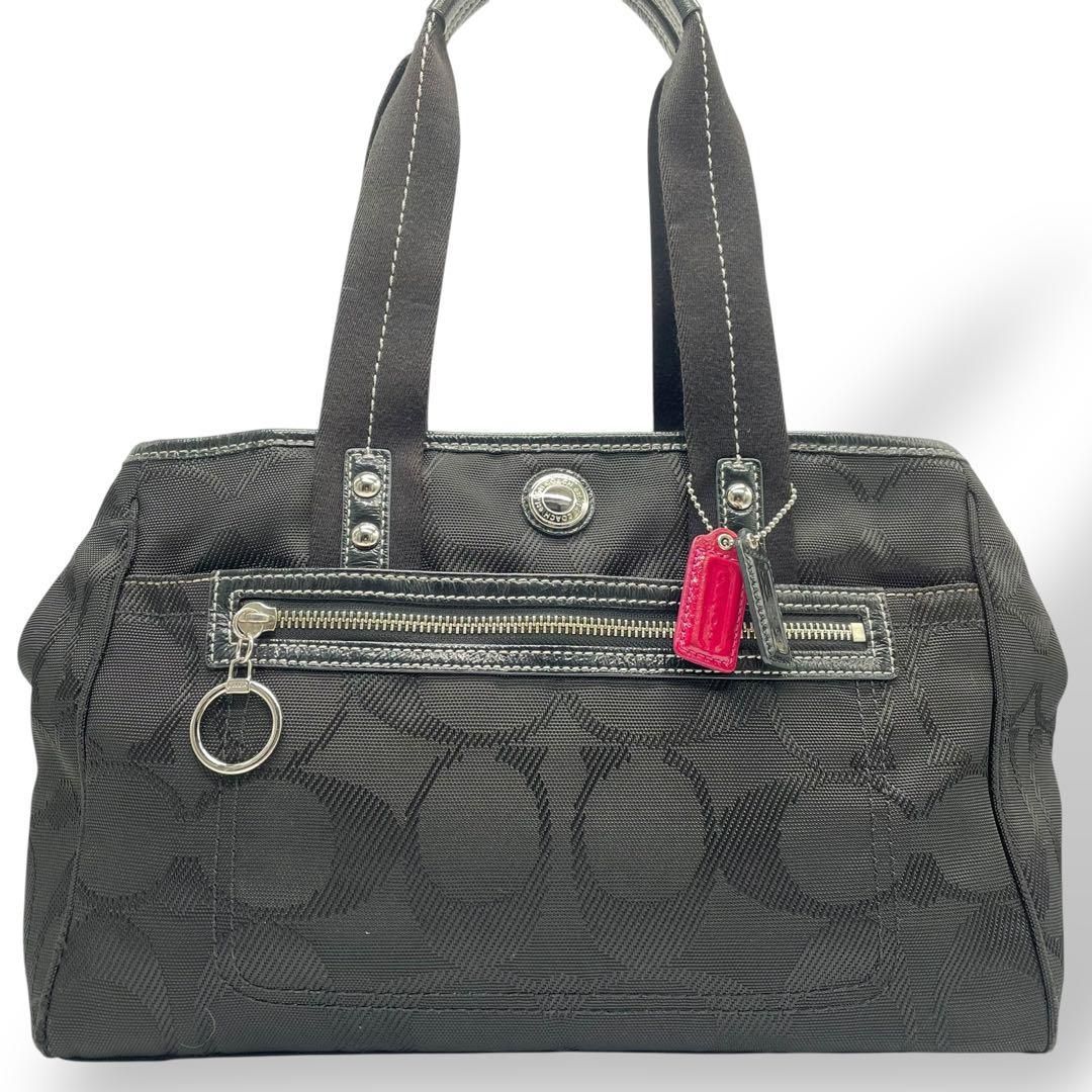 【COACH】A4収納 ★ギャラリー トート・シグネチャー★ 送料込!! COACH シグネチャー トートバッグ ブルー サイドターンロック A4