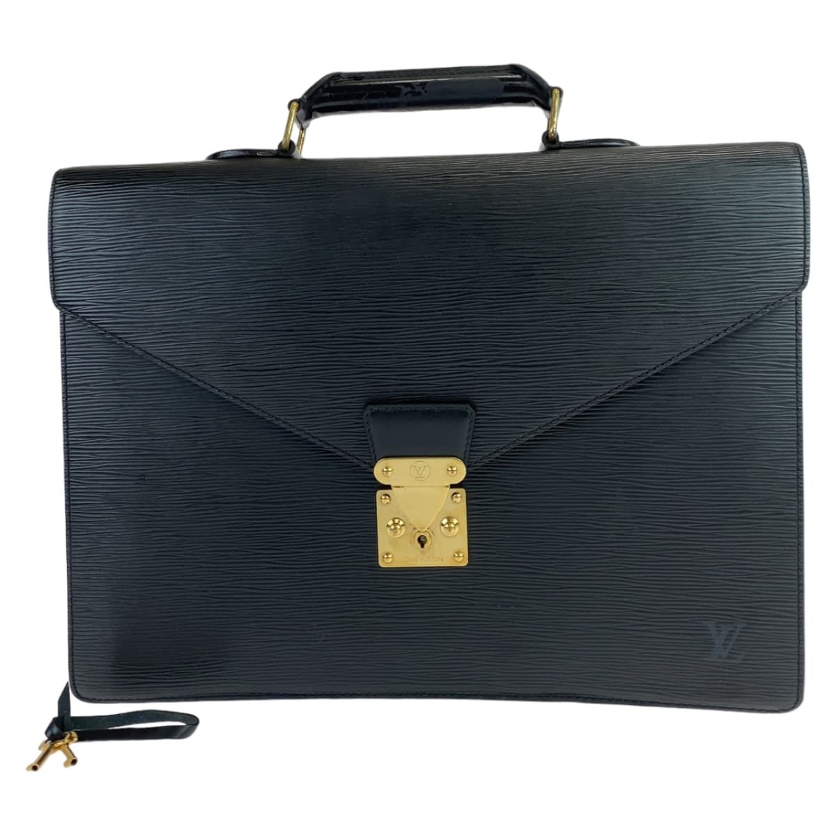 Louis Vuitton ブラック　ビジネスバッグ LOUIS VUITTON ルイヴィトン エピ セルヴィエット コンセイエ