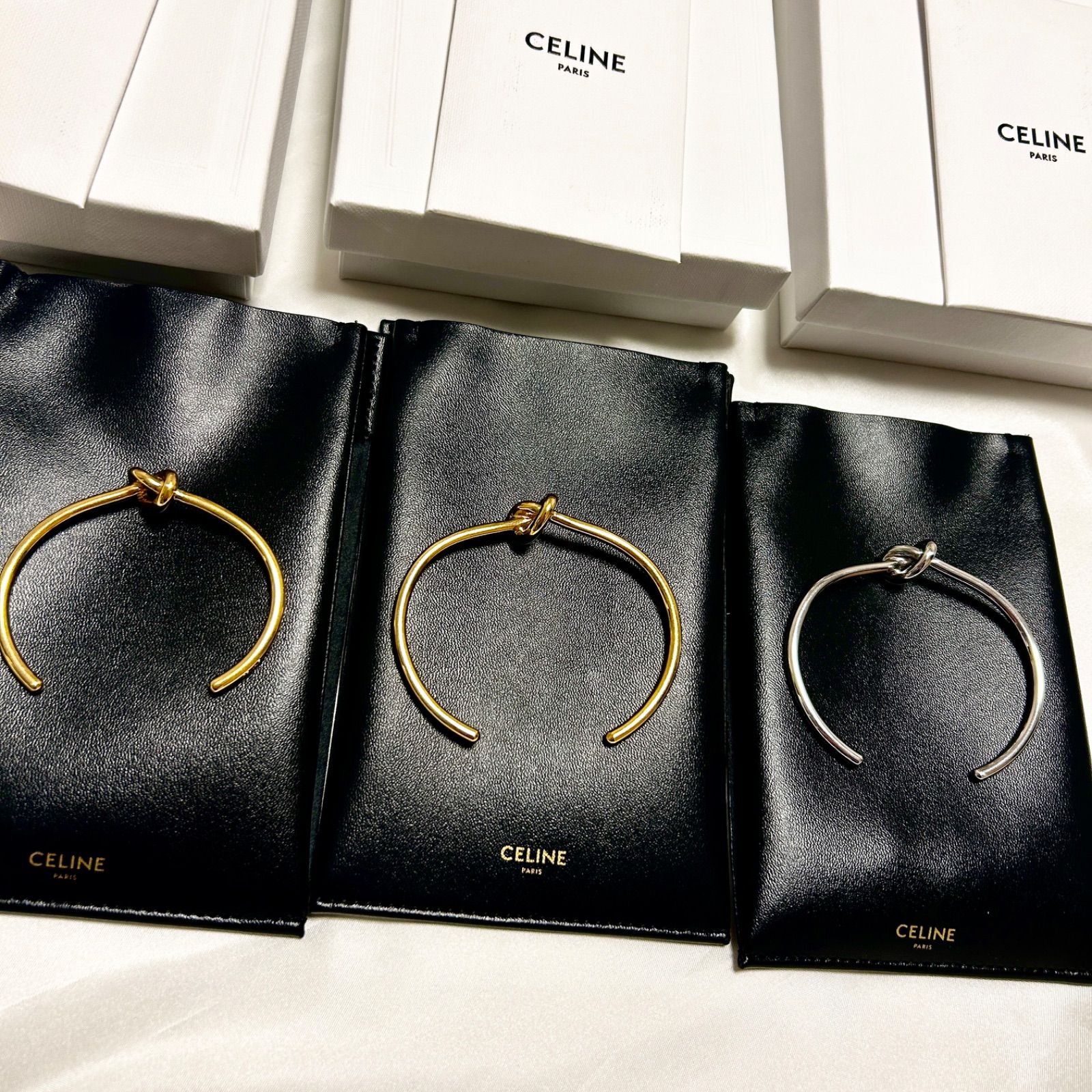 セリーヌ　ノット エクストラシンブレスレット / ゴールドフィニッシュ ブラス セリーヌ 新品仕上済 CELINE ノット エクストラシン