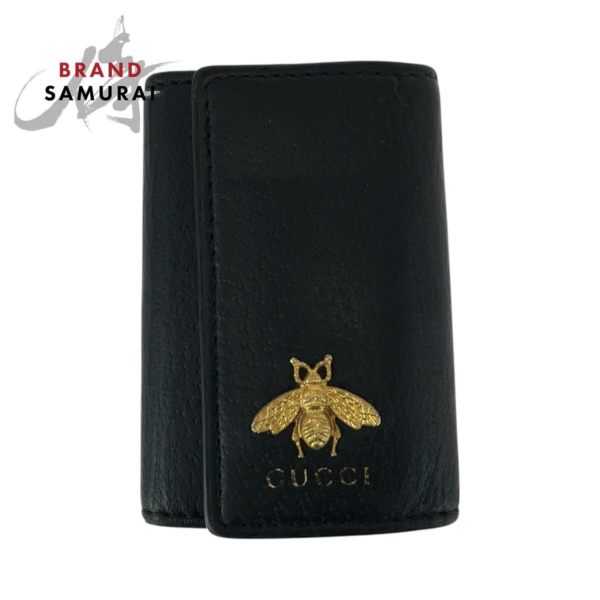 GUCCI グッチ ANIMARU BEE 6連キーケース ブラック 黒 ゴールド金具 レザー 523683 キーケース 男女兼用 メンズ 505177