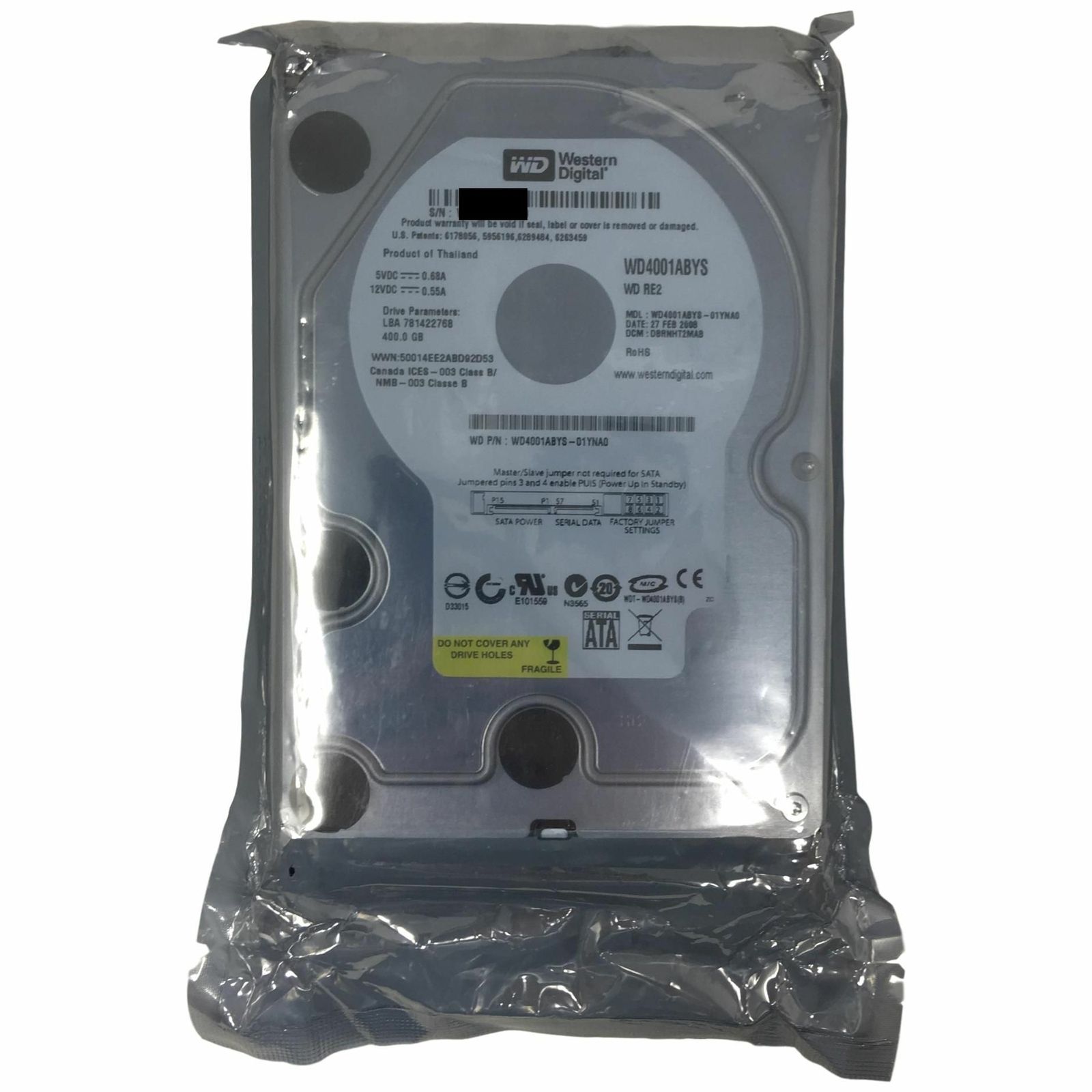Western Digital 400GB 7200RPM SATA 3.0 Gbps 3.5 インチ RE2 ハードドライブ WD4001ABYS