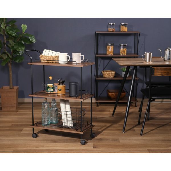 ツイストロック キッチンカート MBR ミディアムブラウン 組立品 代引不可