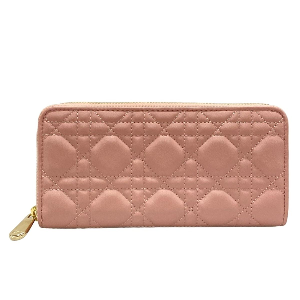 DIOR|ChristianDior ディオール|クリスチャンディオール 長財布 レディディオール ピンク ラウンドファスナー レザー