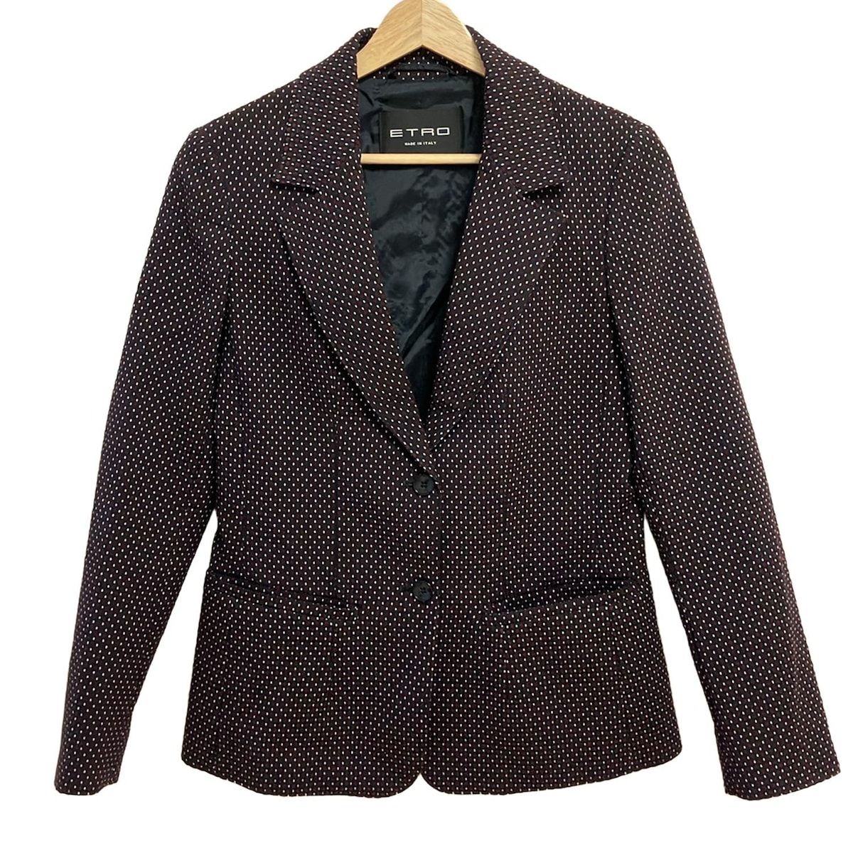 ETRO エトロ ジャケット サイズ40 M レディース - 黒×ボルドー×白 長袖|秋|冬