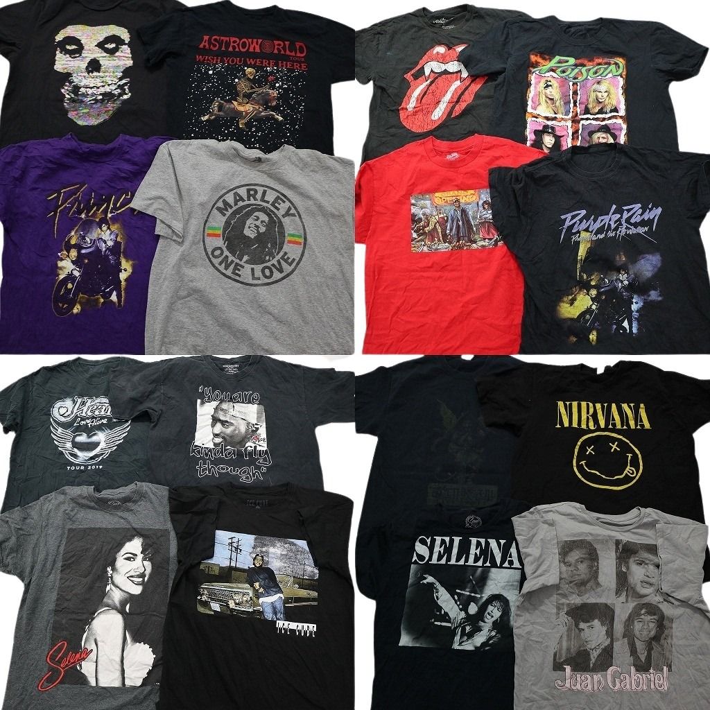 古着卸 まとめ売り 音楽・バンド 半袖Tシャツ 16枚セット (メンズ L ) ツーパック ニルヴァーナ  ローリングストーンズ 中古 古着 MY8508
