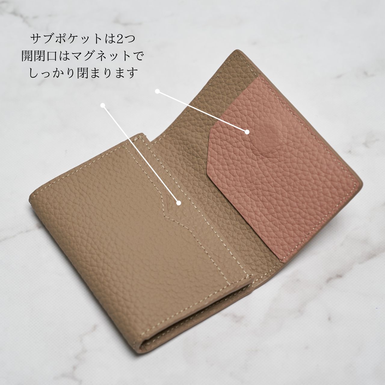 単品）NEESE 名刺入れ 上品 バイカラー 本革 ライチグレイン