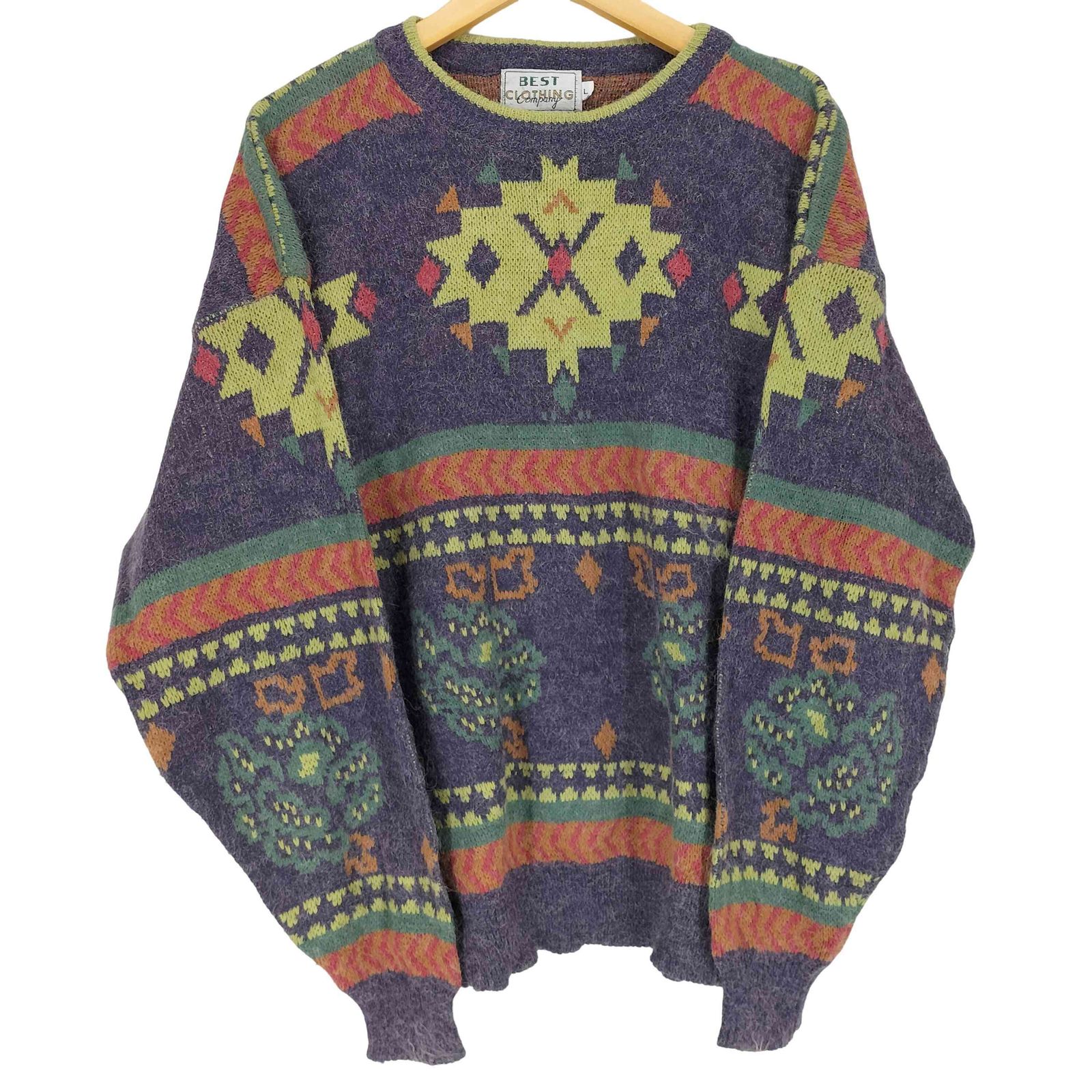 ユーズドフルギ USED古着 {{BEST CLOTHING}} 総柄クルーネックニット メンズ JPN：L 