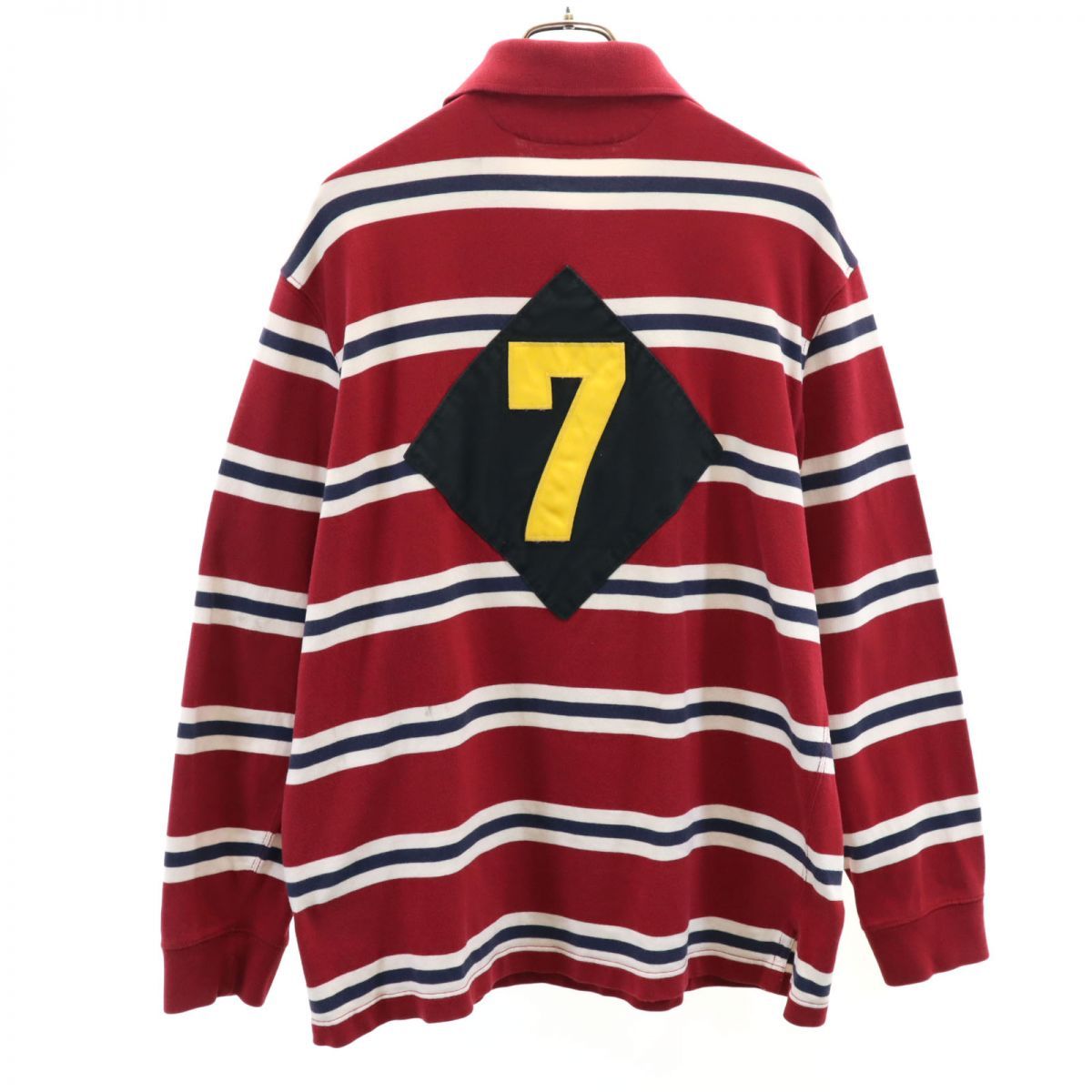 ポロバイラルフローレン ボーダー柄 長袖 ラガーシャツ M 赤系 Polo by
