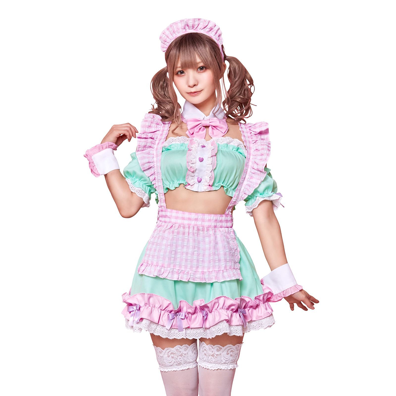 グリーン レディース ミント パステルファンシーメイド コスプレ クリアストーン