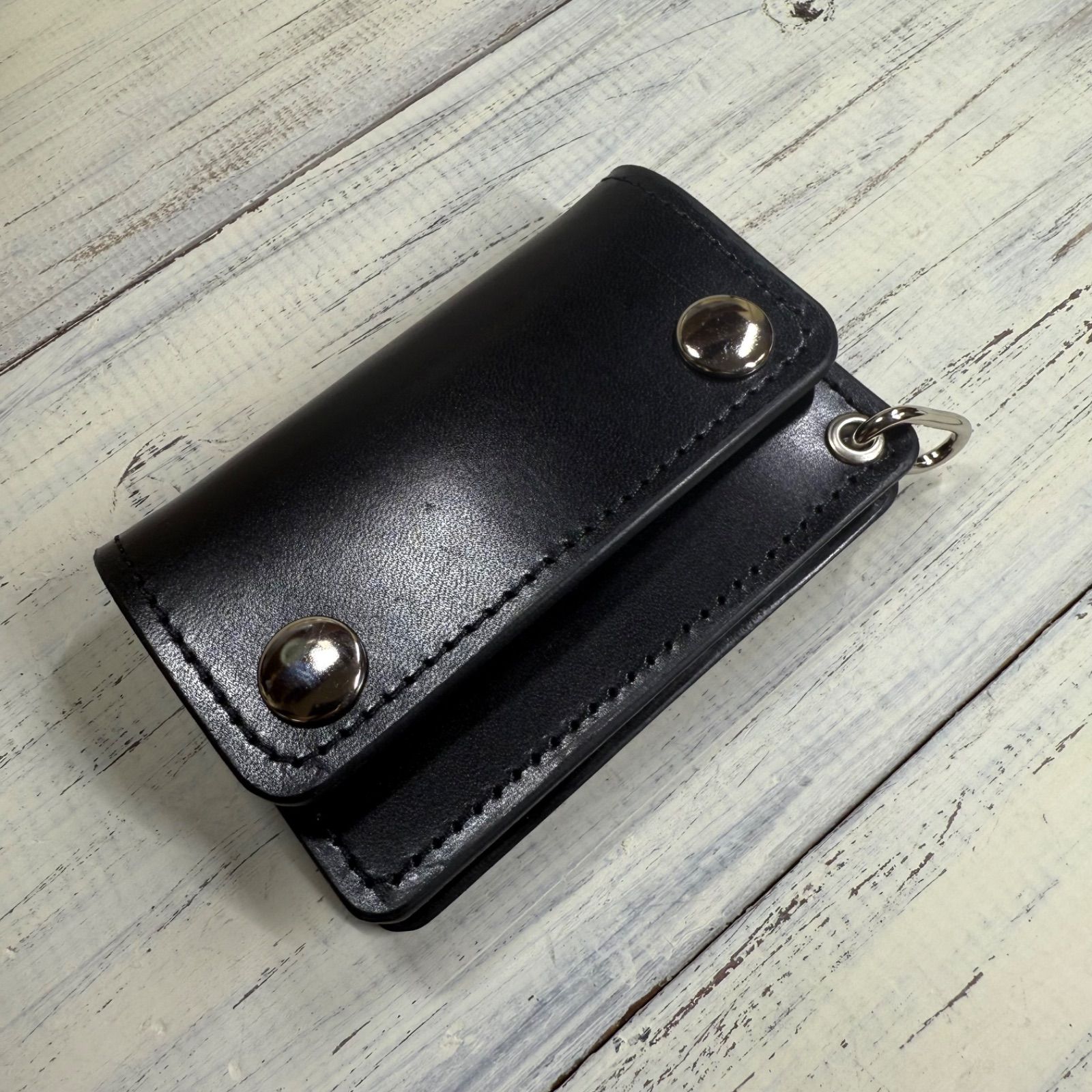 茶芯・馬革】トラッカーウォレット ブラック