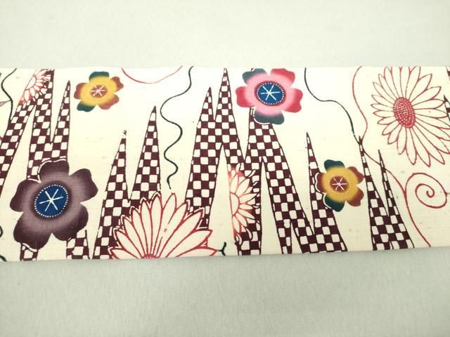 ユ41名古屋帯 九寸全通柄唐花柄　着物 仕立て上り美品 ユ41名古屋帯 九寸全通柄唐花柄 着物 仕立て上り美品