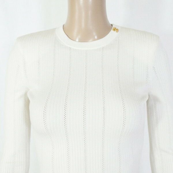  80 OFF エリザベッタフランキ FRANCHI ニット 40 EKN 735 S Mサイズ オフホワイト レディース 長袖ニット リブ編み イタリア製 その他 トップス