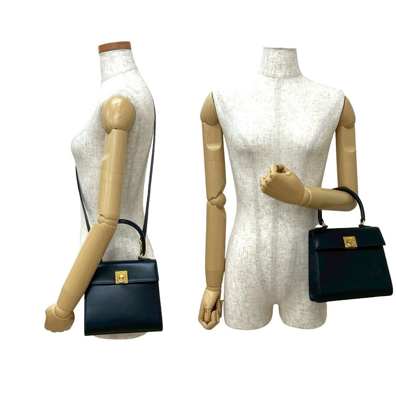 ✨美品✨CELINE ハンドバッグ 2way ボルドー ロゴ金具 レザー ほぼ未使用 保存袋付 CELINE セリーヌ ロゴ 馬車金具 カーフ