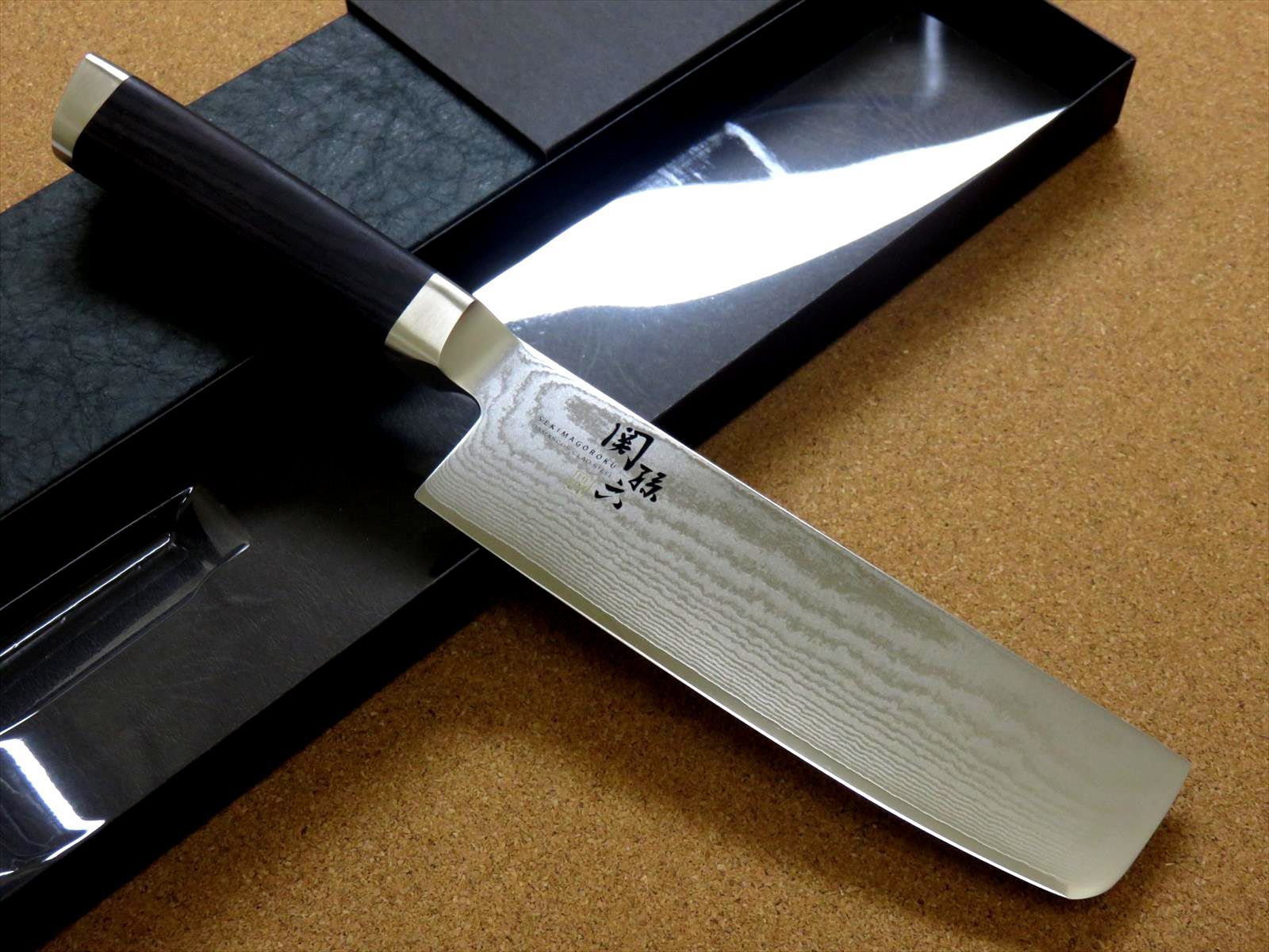 関の刃物 菜切包丁 16 5 cm 165 mm 貝印 関孫六 ダマスカス 33層 ステンレス 口金 両刃包丁 野菜切り かつらむき 千切り