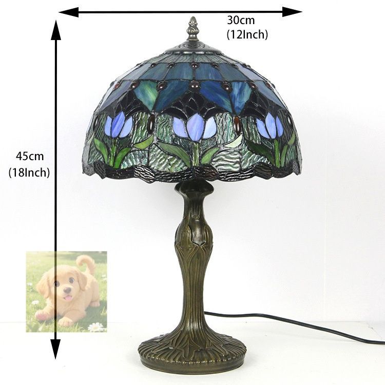 ステンドグラス アンティーク ステンドランプ花柄 レトロな雰囲気がおしゃれ 照明 リビング デスクライト NEXPOTALLINN_EU