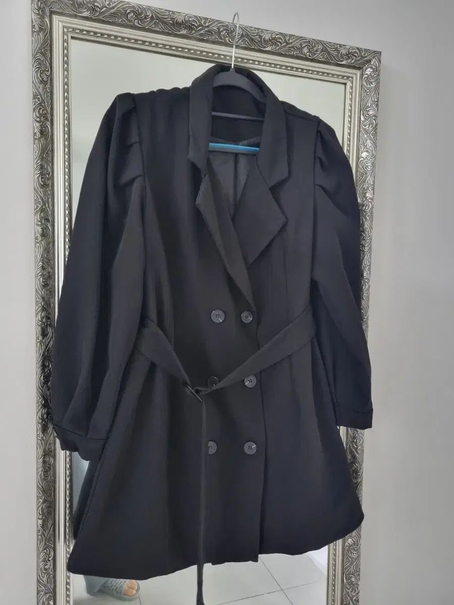 トレンチ スタイル パフスリーブ ダブル ボタン ジャケット 55 66