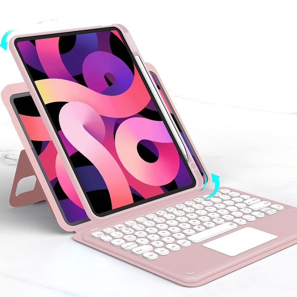 数量 Bluetooth キーボード キーボード 10 iPad 分離式 iPad 収納 マグネット Pencil Apple カバー 取り外し 背面カバー 丸型キー iPad タッチパッド付き 縦置き 第10世代 第10世代 ケース ピンク 2