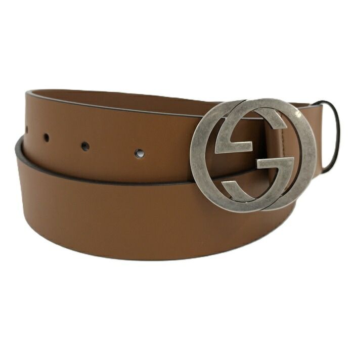 GUCCI インターロッキングG ベルト レザー ブラウン メンズ 546389 全長 約110cm
